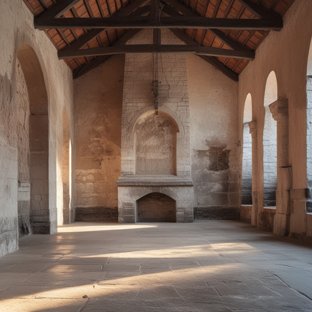 Stare, eleganckie wnętrze sali gimnastycznej z wysokimi oknami, drewnianymi podłogami i klasycznym sprzętem do ćwiczeń z początku XX wieku